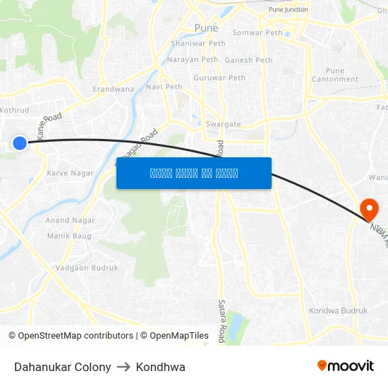 दहानुकर कॉलोनी to कोंढवा map