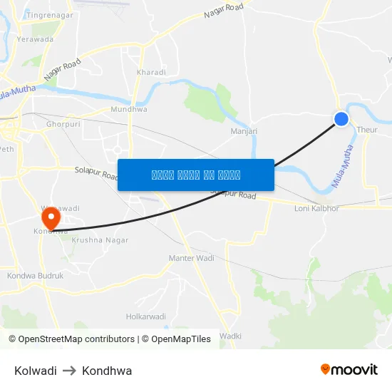 कोलवाडी to कोंढवा map