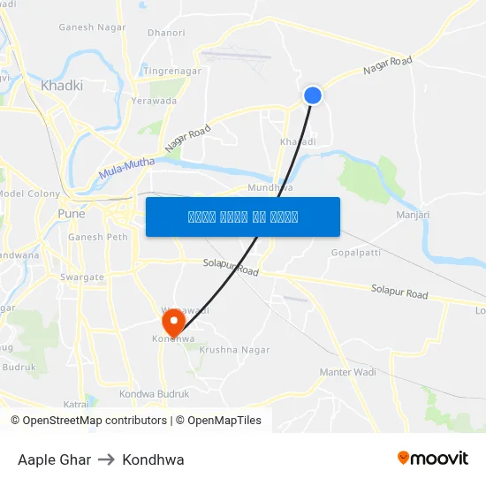 आप्ले घर to कोंढवा map