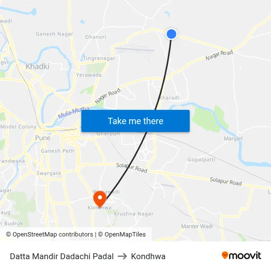 दत्त मंदिर दादाची पडळ to कोंढवा map