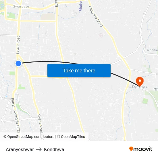 अरण्येश्वर to कोंढवा map