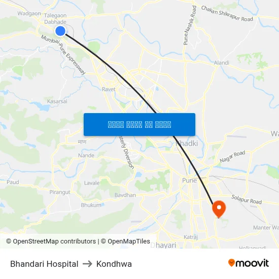 भंडारी हॉस्पिटल to कोंढवा map