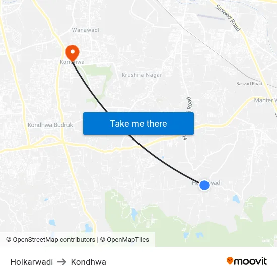 होलकरवाडी to कोंढवा map
