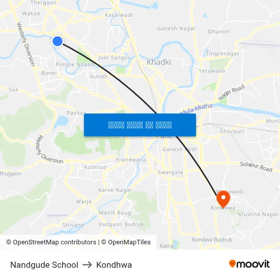 नांदगुडे स्कूल to कोंढवा map