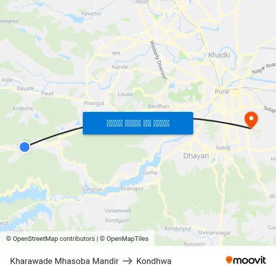 खरवडे म्हसोबा मंदिर to कोंढवा map