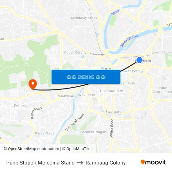 पुणे स्टेशन मोलेदीना स्टैंड to रामबाग कॉलोनी map