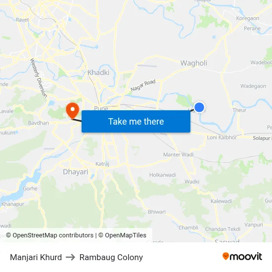 Manjari Khurd to Rambaug Colony map