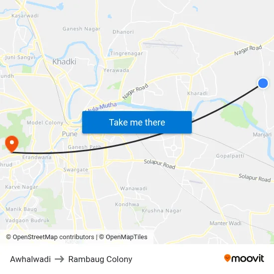 अवहलवाडी to रामबाग कॉलोनी map