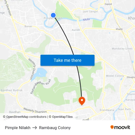 Pimple Nilakh to Rambaug Colony map