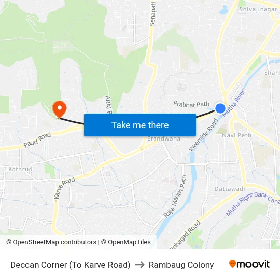 Deccan Corner (To Karve Road) to Rambaug Colony map