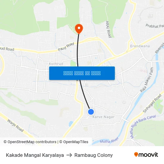 काकड़े मंगल कार्यालय to रामबाग कॉलोनी map