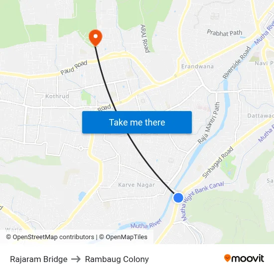 Rajaram Bridge to Rambaug Colony map