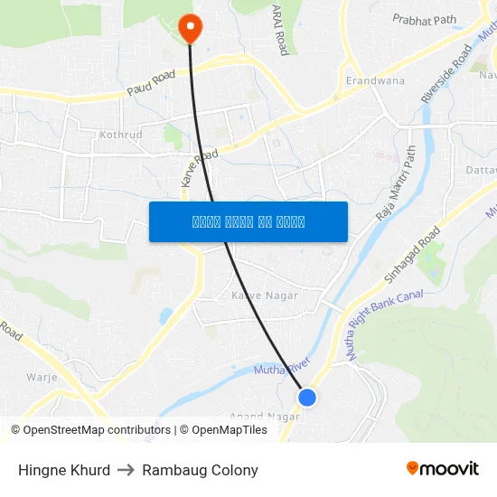 हिंगणे खुर्द to रामबाग कॉलोनी map