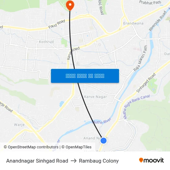 आनंदनगर सिंहगड रोड to रामबाग कॉलोनी map