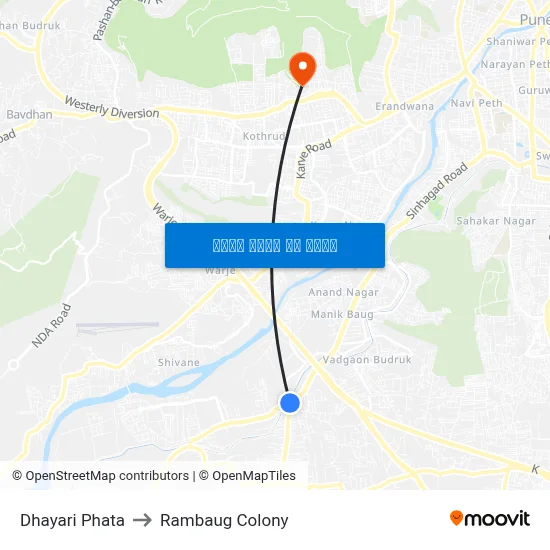 धायरी फाटा to रामबाग कॉलोनी map
