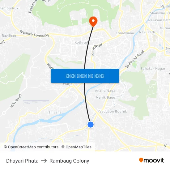 धायरी फाटा to रामबाग कॉलोनी map