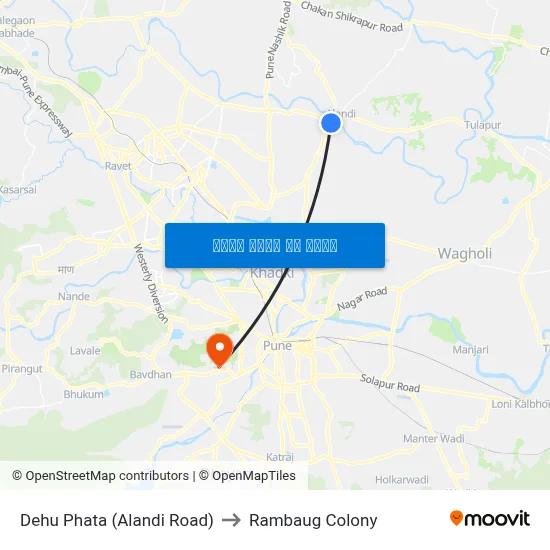 देहू फाटा (आळंदी रोड) to रामबाग कॉलोनी map