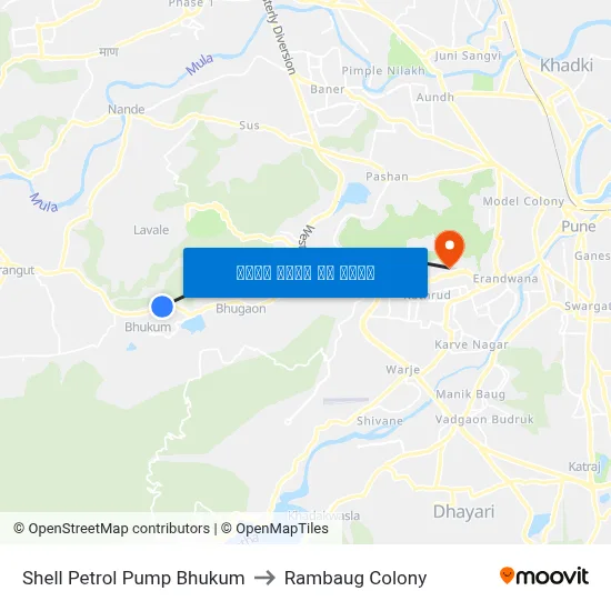 Shell Petrol Pump Bhukum to Rambaug Colony map