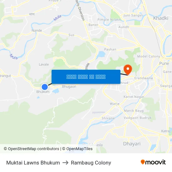 मुक्ताई लॉन्स भुकुम to रामबाग कॉलोनी map