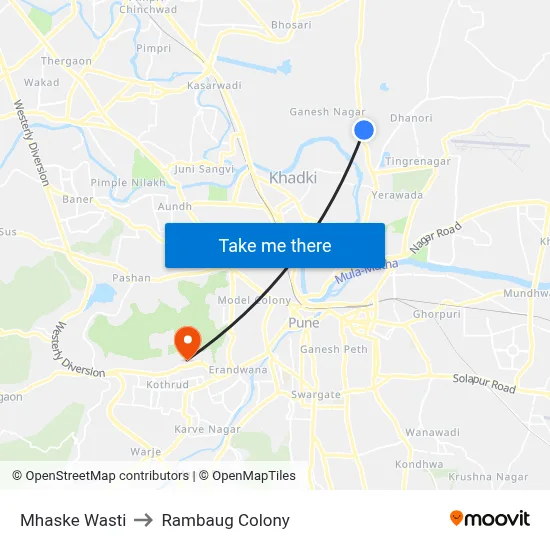 Mhaske Wasti to Rambaug Colony map