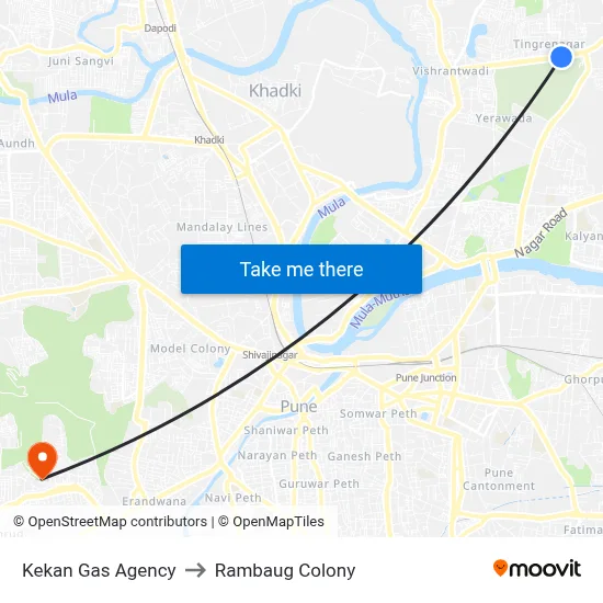 Kekan Gas Agency to Rambaug Colony map