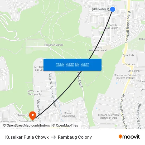 कुसळकर पुतळा चौक to रामबाग कॉलोनी map