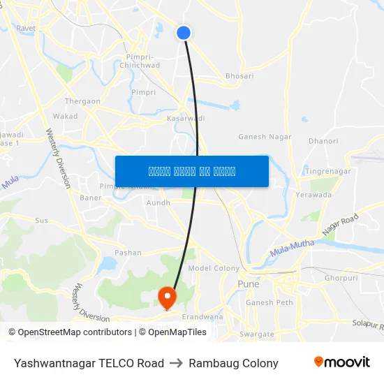 यशवंतनगर टेल्को रोड to रामबाग कॉलोनी map