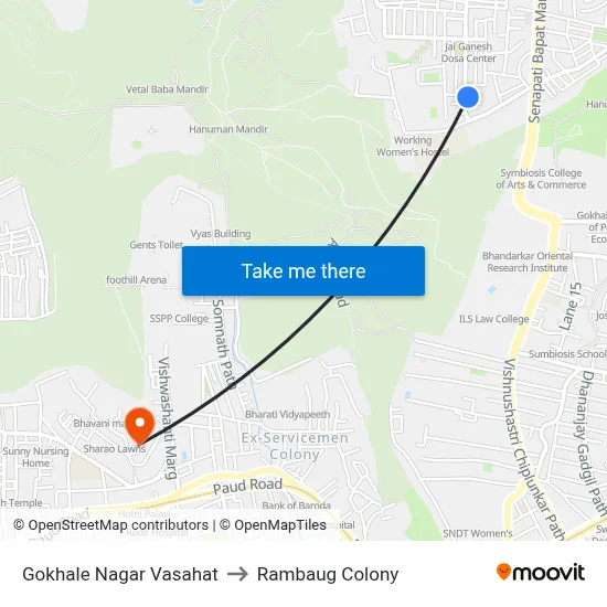 गोखले नगर वसाहत to रामबाग कॉलोनी map