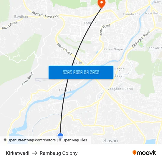 Kirkatwadi to Rambaug Colony map