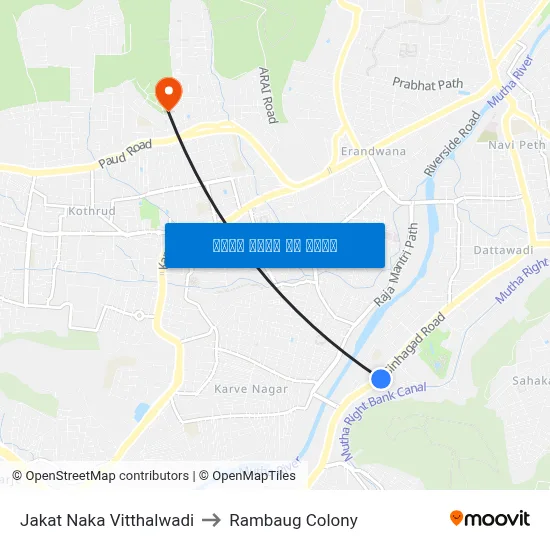 जकात नाका विठ्ठलवाड़ी to रामबाग कॉलोनी map