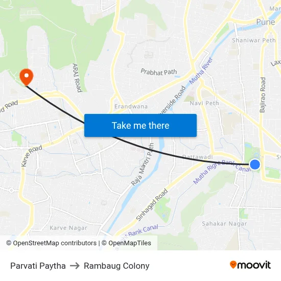 Parvati Paytha to Rambaug Colony map
