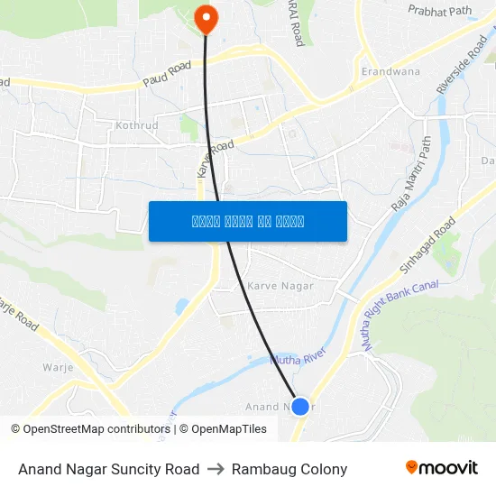 आनंद नगर सनसिटी रोड to रामबाग कॉलोनी map