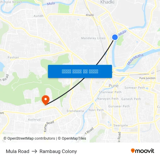 Mula Road to Rambaug Colony map