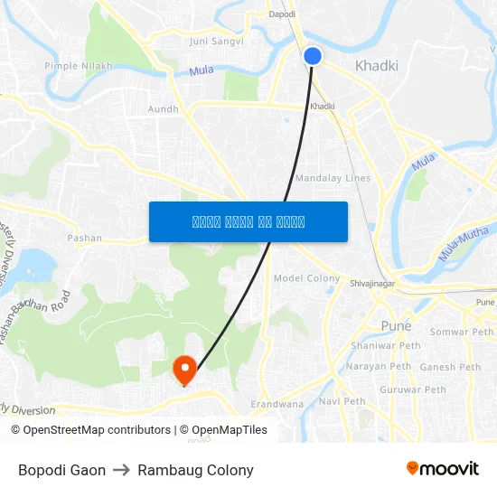 बोपोडी गांव to रामबाग कॉलोनी map