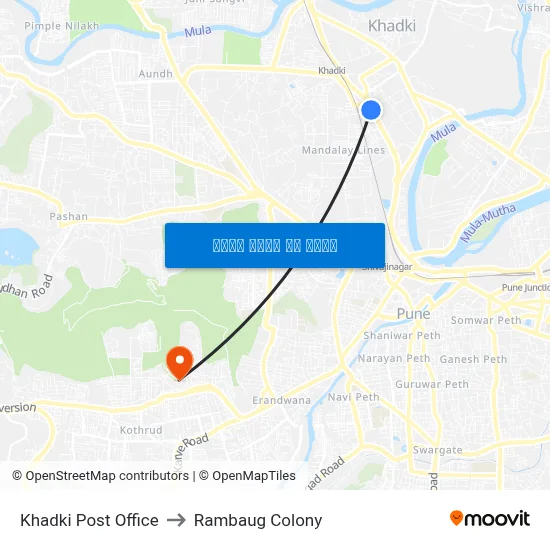 खडकी पोस्ट ऑफिस to रामबाग कॉलोनी map