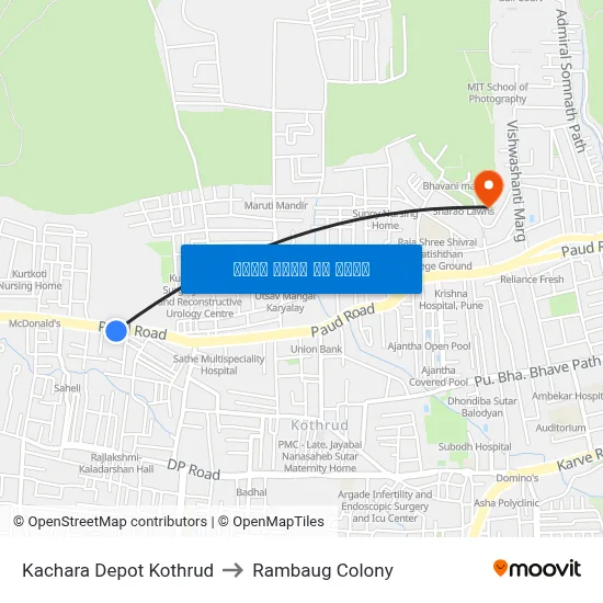 कचरा डेपो कोथरूड to रामबाग कॉलोनी map