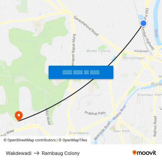 वाकडेवाडी to रामबाग कॉलोनी map
