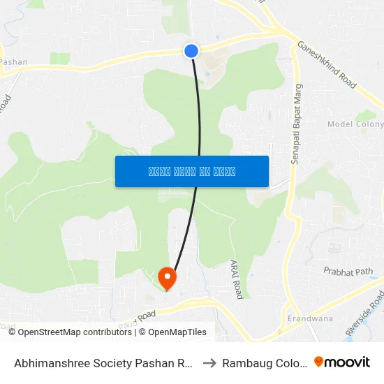 अभिमानश्री सोसायटी पाषाण रोड to रामबाग कॉलोनी map