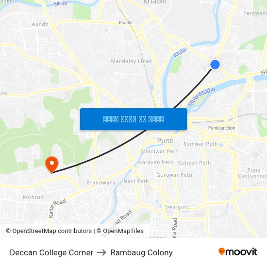 डेक्कन कॉलेज कॉर्नर to रामबाग कॉलोनी map