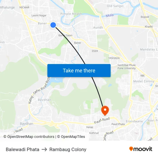 बालेवाड़ी फाटा to रामबाग कॉलोनी map