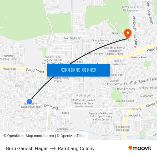 Guru Ganesh Nagar to Rambaug Colony map