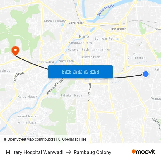 मिलिट्री हॉस्पिटल वानवडी to रामबाग कॉलोनी map