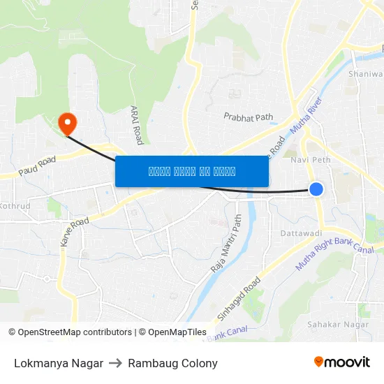 Lokmanya Nagar to Rambaug Colony map