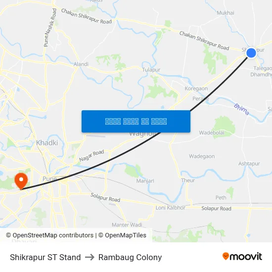 शिक्रापुर एसटी स्टैंड to रामबाग कॉलोनी map