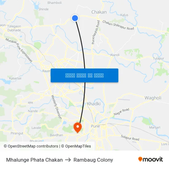 म्हालुंगे फाटा चाकण to रामबाग कॉलोनी map