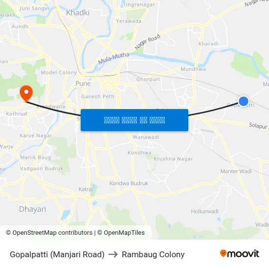 गोपालपट्टी (मांजरी रोड) to रामबाग कॉलोनी map