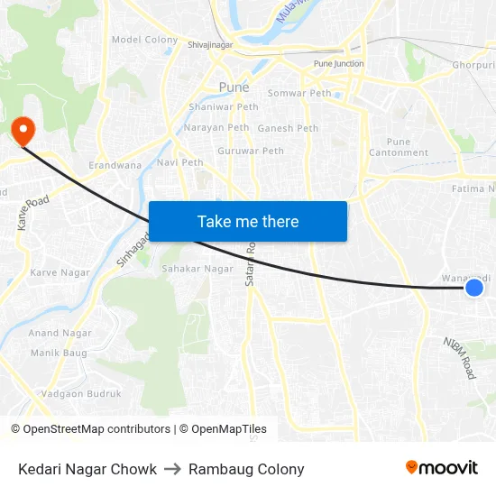 Kedari Nagar Chowk to Rambaug Colony map