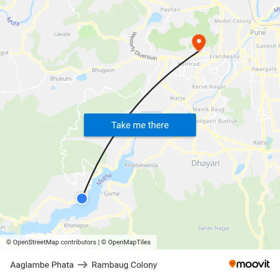 Aaglambe Phata to Rambaug Colony map