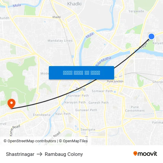 शास्त्रीनगर to रामबाग कॉलोनी map
