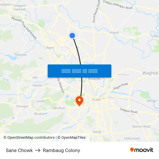 साने चौक to रामबाग कॉलोनी map